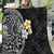 Hawaiian Hibiscus and Plumeria Polynesian Tribal Tattoo Quilt Black Color