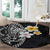 Hawaiian Hibiscus and Plumeria Polynesian Tribal Tattoo Round Carpet Black Color