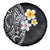 Hawaiian Hibiscus and Plumeria Polynesian Tribal Tattoo Spare Tire Cover Black Color