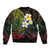 Hawaiian Hibiscus and Plumeria Polynesian Tribal Tattoo Bomber Jacket Reggae Color