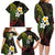 Hawaiian Hibiscus and Plumeria Polynesian Tribal Tattoo Family Matching Long Sleeve Bodycon Dress and Hawaiian Shirt Reggae Color