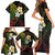 Hawaiian Hibiscus and Plumeria Polynesian Tribal Tattoo Family Matching Short Sleeve Bodycon Dress and Hawaiian Shirt Reggae Color