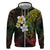 Hawaiian Hibiscus and Plumeria Polynesian Tribal Tattoo Hoodie Reggae Color