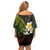 Hawaiian Hibiscus and Plumeria Polynesian Tribal Tattoo Off Shoulder Short Dress Reggae Color