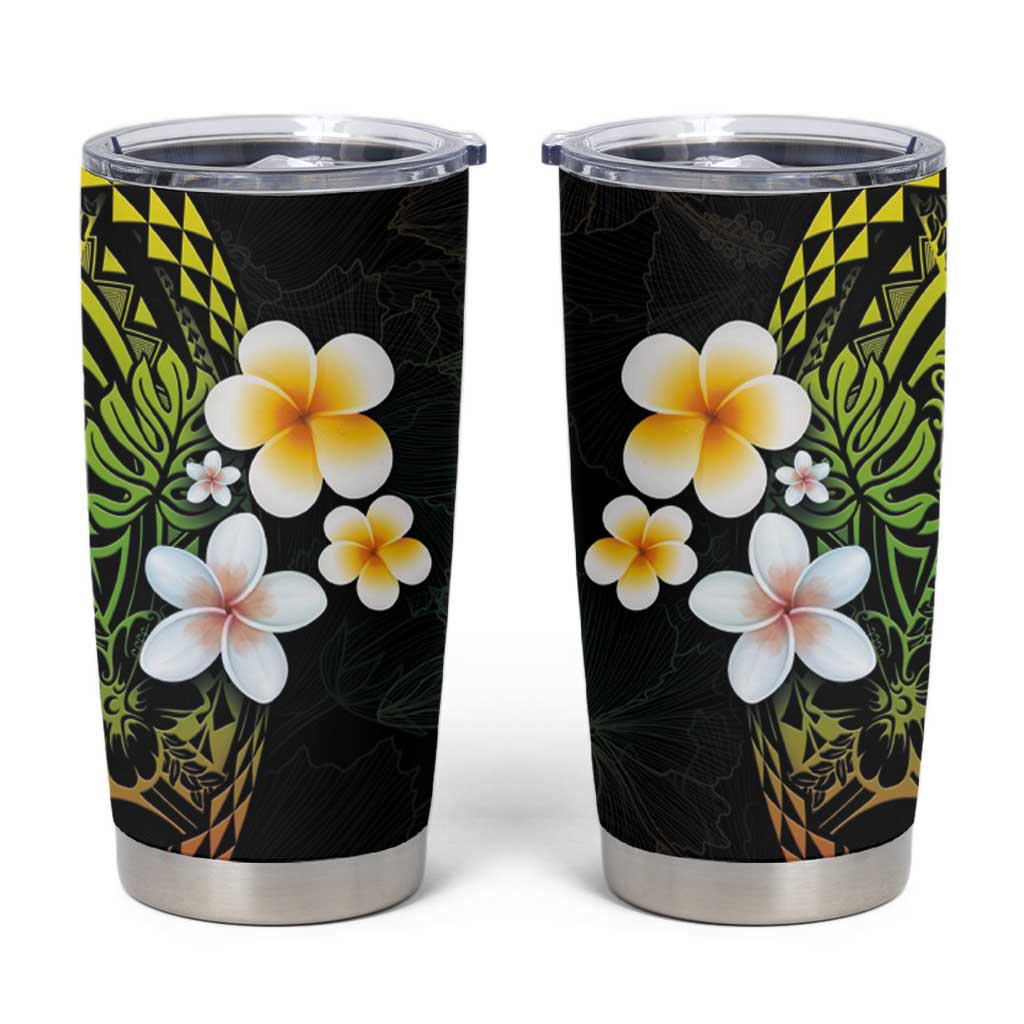 Hawaiian Hibiscus and Plumeria Polynesian Tribal Tattoo Tumbler Cup Reggae Color LT03 Reggae - Polynesian Pride