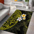 Hawaiian Hibiscus and Plumeria Polynesian Tribal Tattoo Area Rug Yellow Color