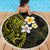 Hawaiian Hibiscus and Plumeria Polynesian Tribal Tattoo Beach Blanket Yellow Color