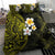 Hawaiian Hibiscus and Plumeria Polynesian Tribal Tattoo Bedding Set Yellow Color