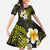 Hawaiian Hibiscus and Plumeria Polynesian Tribal Tattoo Family Matching Long Sleeve Bodycon Dress and Hawaiian Shirt Yellow Color