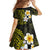 Hawaiian Hibiscus and Plumeria Polynesian Tribal Tattoo Family Matching Long Sleeve Bodycon Dress and Hawaiian Shirt Yellow Color