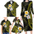 Hawaiian Hibiscus and Plumeria Polynesian Tribal Tattoo Family Matching Long Sleeve Bodycon Dress and Hawaiian Shirt Yellow Color