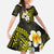 Hawaiian Hibiscus and Plumeria Polynesian Tribal Tattoo Family Matching Off The Shoulder Long Sleeve Dress and Hawaiian Shirt Yellow Color