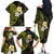 Hawaiian Hibiscus and Plumeria Polynesian Tribal Tattoo Family Matching Off The Shoulder Long Sleeve Dress and Hawaiian Shirt Yellow Color