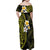 Hawaiian Hibiscus and Plumeria Polynesian Tribal Tattoo Family Matching Off Shoulder Maxi Dress and Hawaiian Shirt Yellow Color