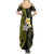 Hawaiian Hibiscus and Plumeria Polynesian Tribal Tattoo Family Matching Summer Maxi Dress and Hawaiian Shirt Yellow Color