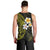 Hawaiian Hibiscus and Plumeria Polynesian Tribal Tattoo Men Tank Top Yellow Color