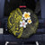 Hawaiian Hibiscus and Plumeria Polynesian Tribal Tattoo Spare Tire Cover Yellow Color