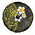 Hawaiian Hibiscus and Plumeria Polynesian Tribal Tattoo Spare Tire Cover Yellow Color