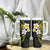 Hawaiian Hibiscus and Plumeria Polynesian Tribal Tattoo Tumbler With Handle Yellow Color