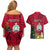 Niue Christmas Couples Matching Off Shoulder Short Dress and Hawaiian Shirt Coat of Arms and Polynesian Tattoo Xmas Element Christmas Red Vibe LT03 - Polynesian Pride