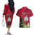 Niue Christmas Couples Matching Off The Shoulder Long Sleeve Dress and Hawaiian Shirt Coat of Arms and Polynesian Tattoo Xmas Element Christmas Red Vibe LT03 - Polynesian Pride