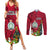 Niue Christmas Couples Matching Summer Maxi Dress and Long Sleeve Button Shirt Coat of Arms and Polynesian Tattoo Xmas Element Christmas Red Vibe LT03 Red - Polynesian Pride