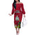 Niue Christmas Off The Shoulder Long Sleeve Dress Coat of Arms and Polynesian Tattoo Xmas Element Christmas Red Vibe LT03 Women Red - Polynesian Pride