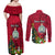 Personalised Niue Christmas Couples Matching Off Shoulder Maxi Dress and Long Sleeve Button Shirt Coat of Arms and Polynesian Tattoo Xmas Element Christmas Red Vibe LT03 - Polynesian Pride