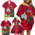 Personalised Niue Christmas Family Matching Off Shoulder Short Dress and Hawaiian Shirt Coat of Arms and Polynesian Tattoo Xmas Element Christmas Red Vibe LT03 - Polynesian Pride