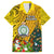 Niue Christmas Family Matching Puletasi Dress and Hawaiian Shirt Coat of Arms and Polynesian Tattoo Xmas Element Christmas Yellow Vibe LT03 Dad's Shirt - Short Sleeve Yellow - Polynesian Pride