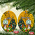 Personalised Niue Christmas Ceramic Ornament Coat of Arms and Polynesian Tattoo Xmas Element Christmas Yellow Vibe LT03 Oval Yellow - Polynesian Pride