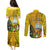 Personalised Niue Christmas Couples Matching Puletasi Dress and Long Sleeve Button Shirt Coat of Arms and Polynesian Tattoo Xmas Element Christmas Yellow Vibe LT03 - Polynesian Pride