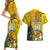 Personalised Niue Christmas Couples Matching Short Sleeve Bodycon Dress and Hawaiian Shirt Coat of Arms and Polynesian Tattoo Xmas Element Christmas Yellow Vibe LT03 - Polynesian Pride