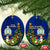 Niue Christmas Ceramic Ornament Coat of Arms and Polynesian Tattoo Xmas Element Christmas Blue Vibe LT03 Oval Blue - Polynesian Pride