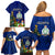 Niue Christmas Family Matching Off Shoulder Short Dress and Hawaiian Shirt Coat of Arms and Polynesian Tattoo Xmas Element Christmas Blue Vibe LT03 - Polynesian Pride