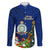 Niue Christmas Family Matching Off Shoulder Short Dress and Hawaiian Shirt Coat of Arms and Polynesian Tattoo Xmas Element Christmas Blue Vibe LT03 Dad's Shirt - Long Sleeve Blue - Polynesian Pride