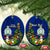 Personalised Niue Christmas Ceramic Ornament Coat of Arms and Polynesian Tattoo Xmas Element Christmas Blue Vibe LT03 Oval Blue - Polynesian Pride