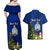 Personalised Niue Christmas Couples Matching Off Shoulder Maxi Dress and Hawaiian Shirt Coat of Arms and Polynesian Tattoo Xmas Element Christmas Blue Vibe LT03 - Polynesian Pride