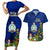 Personalised Niue Christmas Couples Matching Short Sleeve Bodycon Dress and Hawaiian Shirt Coat of Arms and Polynesian Tattoo Xmas Element Christmas Blue Vibe LT03 Blue - Polynesian Pride