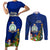 Personalised Niue Christmas Couples Matching Short Sleeve Bodycon Dress and Long Sleeve Button Shirt Coat of Arms and Polynesian Tattoo Xmas Element Christmas Blue Vibe LT03 Blue - Polynesian Pride