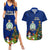 Personalised Niue Christmas Couples Matching Summer Maxi Dress and Hawaiian Shirt Coat of Arms and Polynesian Tattoo Xmas Element Christmas Blue Vibe LT03 Blue - Polynesian Pride