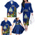 Personalised Niue Christmas Family Matching Off Shoulder Long Sleeve Dress and Hawaiian Shirt Coat of Arms and Polynesian Tattoo Xmas Element Christmas Blue Vibe LT03 - Polynesian Pride