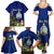 Personalised Niue Christmas Family Matching Summer Maxi Dress and Hawaiian Shirt Coat of Arms and Polynesian Tattoo Xmas Element Christmas Blue Vibe LT03 - Polynesian Pride