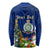 Personalised Niue Christmas Long Sleeve Shirt Coat of Arms and Polynesian Tattoo Xmas Element Christmas Blue Vibe LT03 - Polynesian Pride