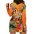 Hawaiian Honolulu Festival Hoodie Dress Hawaiian Identity - Hula Dancer and Ukulele Tropical Plants Style