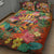 Hawaiian Honolulu Festival Quilt Bed Set Hawaiian Identity - Hula Dancer and Ukulele Tropical Plants Style