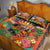 Hawaiian Honolulu Festival Quilt Bed Set Hawaiian Identity - Hula Dancer and Ukulele Tropical Plants Style