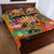 Hawaiian Honolulu Festival Quilt Bed Set Hawaiian Identity - Hula Dancer and Ukulele Tropical Plants Style