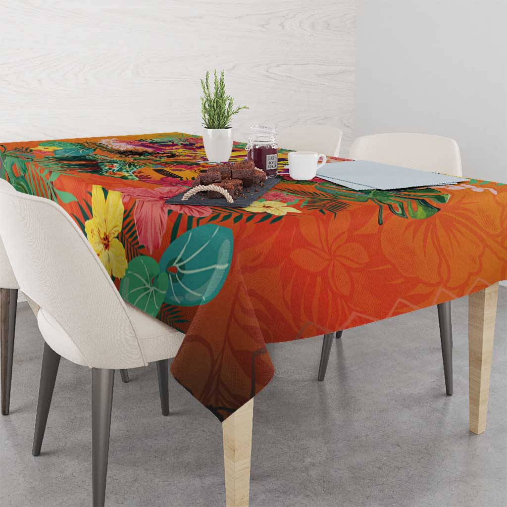 Hawaiian Honolulu Festival Tablecloth Hawaiian Identity - Hula Dancer and Ukulele Tropical Plants Style LT03 - Polynesian Pride
