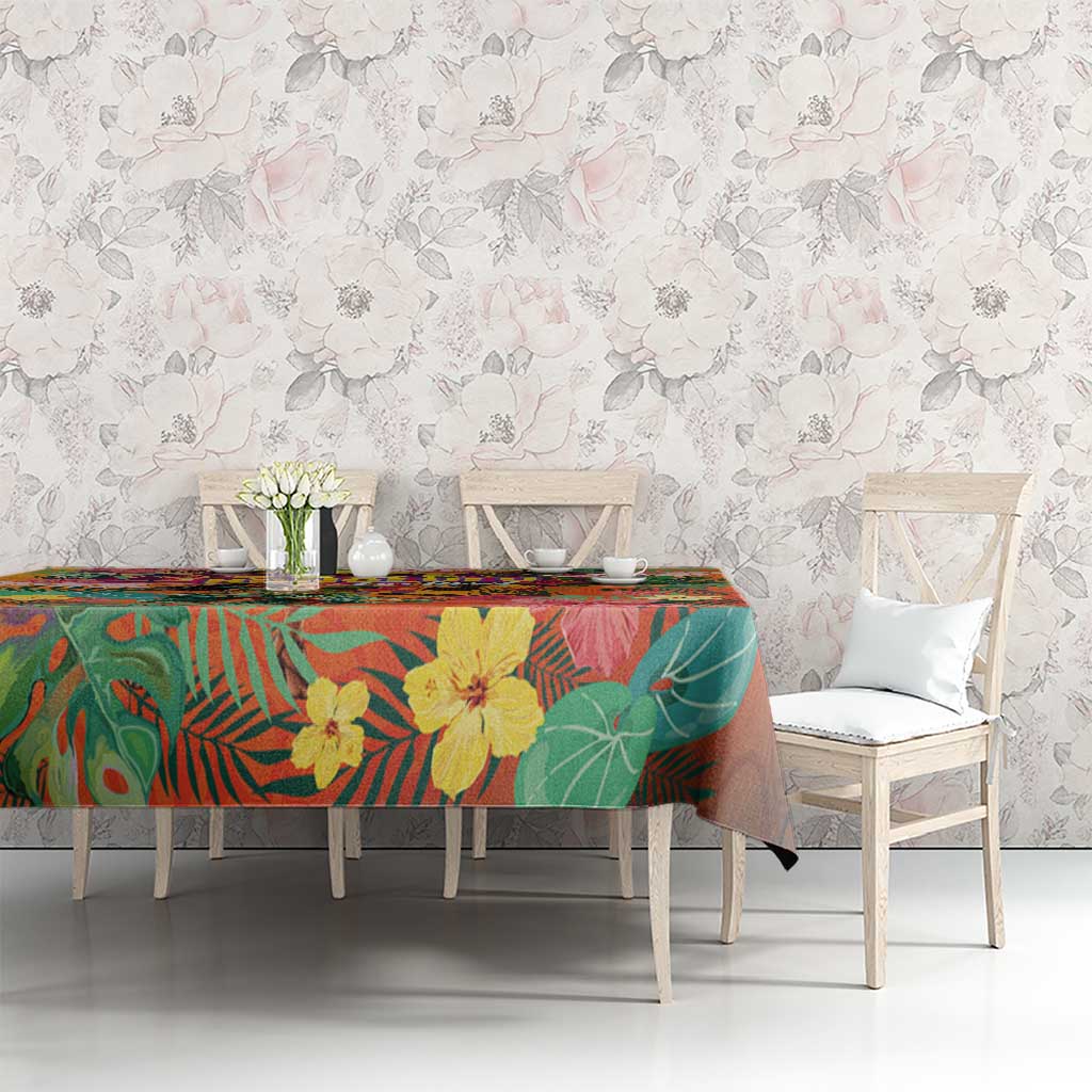 Hawaiian Honolulu Festival Tablecloth Hawaiian Identity - Hula Dancer and Ukulele Tropical Plants Style LT03 - Polynesian Pride